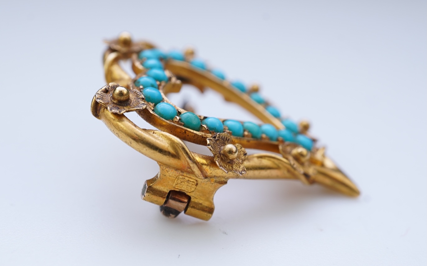 An Edwardian gold and turquoise brooch, early 20th century